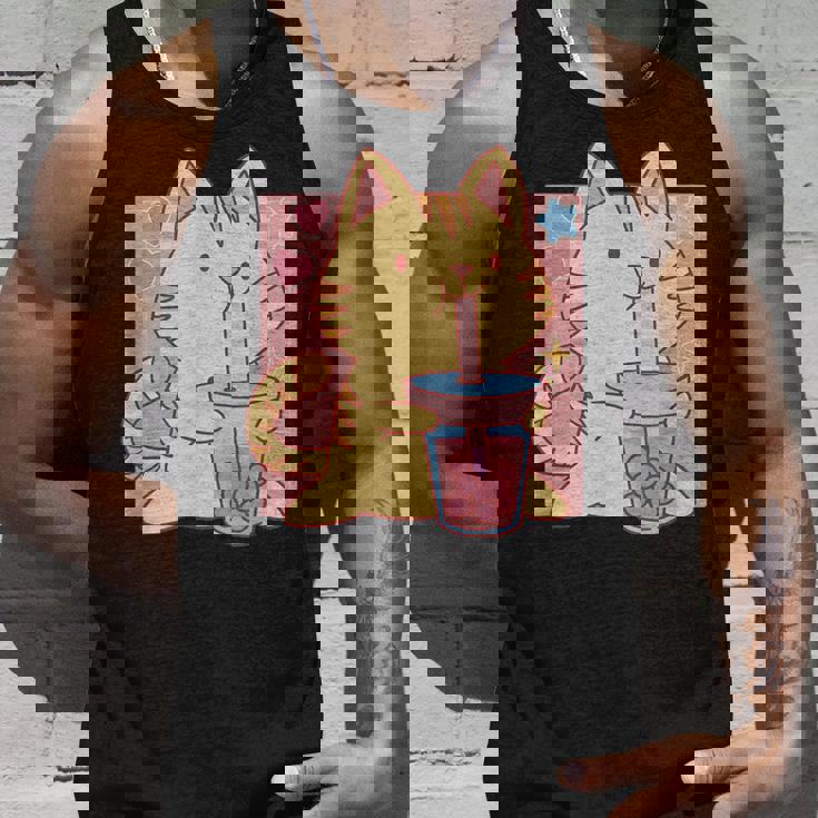 トラ猫とボバ茶のかわいいかわいい猫のグラフィック タンクトップ 彼への贈り物