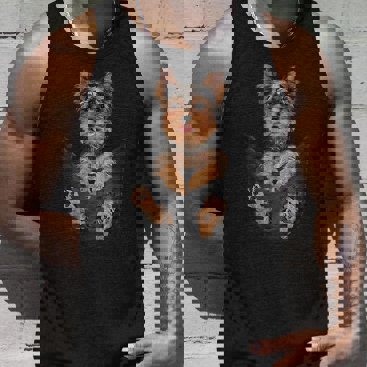 ドッグラバーズギフト ヨークシャーテリア ポケット入り 面白い犬の顔 タンクトップ 彼への贈り物