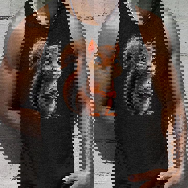 ドングリを持ったかわいいリスのデザイン タンクトップ 彼への贈り物