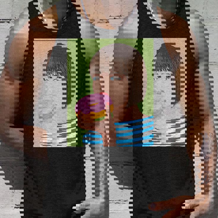 ドーナツショップ ポップアート ポートレート ロジックロックスター キュート ドーナツ ガールフレンド ドーナツ タンクトップ 彼への贈り物