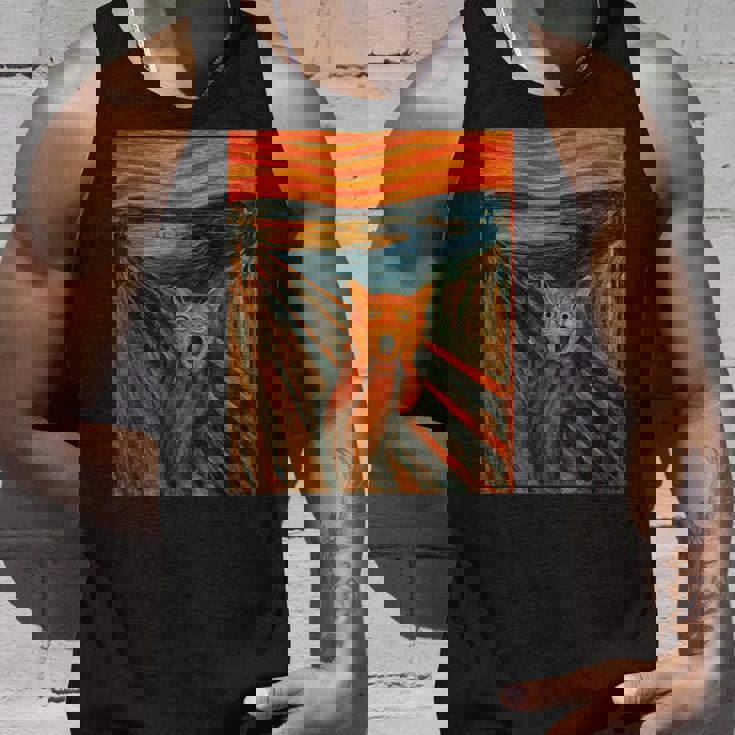 ニャンコの叫び 面白い 猫 ムンクの叫び パロディ おもしろ 服 おもしろグッズ ネタ タンクトップ 彼への贈り物