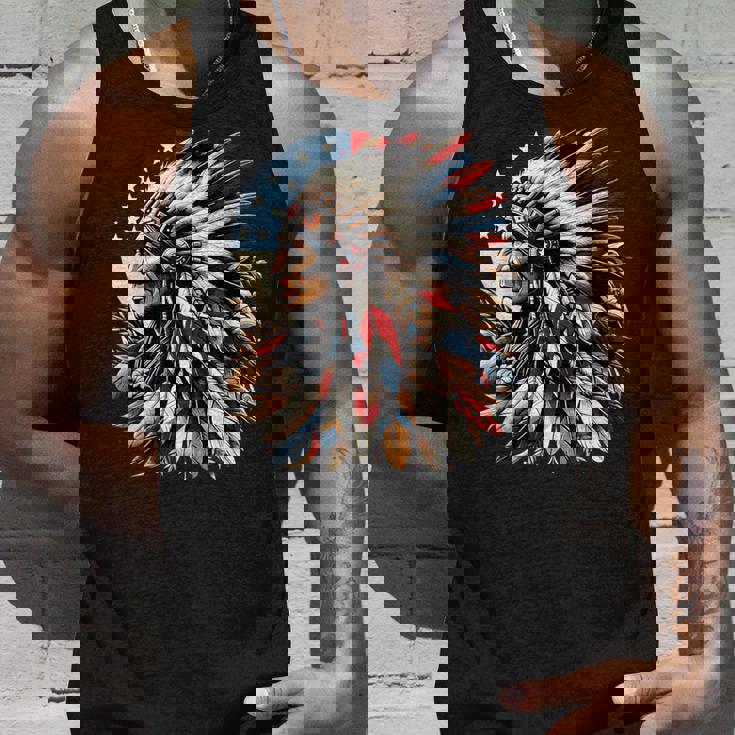 ネイティブアメリカン インディアン チーフ アメリカ国旗 先住民 タンクトップ 彼への贈り物