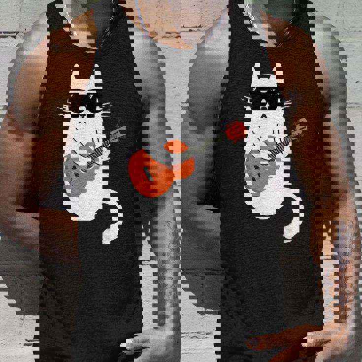 ネコとギター 猫とサングラス ネコ好き 猫飼い アコースティックギター エレキギター 音楽家 バンド ネコ 猫 タンクトップ 彼への贈り物
