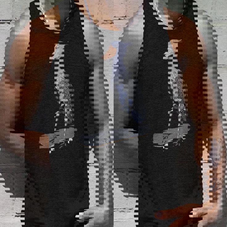 ハシビロコウ スケートボード 鳥 動物 図 バードウォッチング 贈り物 鳥類学者 生物学者 自然科学 タンクトップ 彼への贈り物