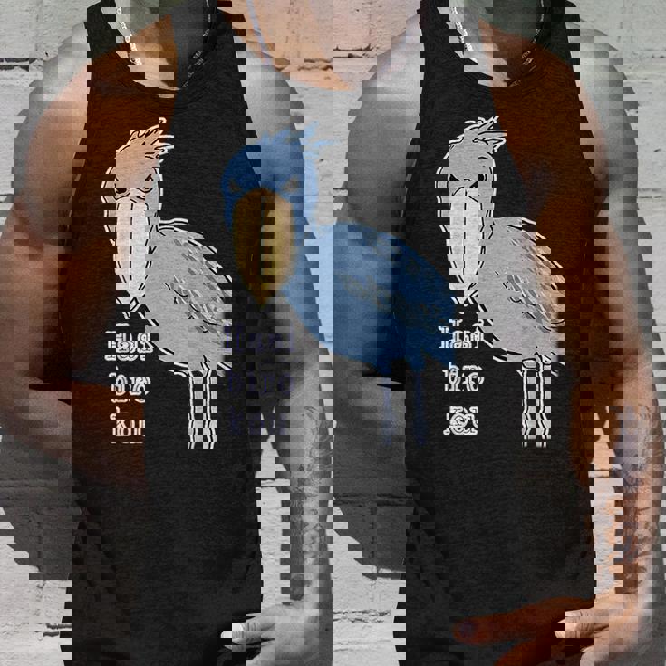 ハシビロコウさん『ビッグ プリント』青い鳥【どうぶつフレンズ】ゆるくて かわいい 動物園の生き物 イラスト タンクトップ 彼への贈り物