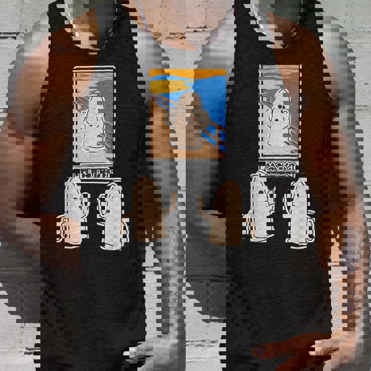 ハニワくん の ムンクの叫び と 見つめる 埴輪【ゆるフレンズ】名画 パロディ キャラクター かわいい イラスト 面白い タンクトップ 彼への贈り物