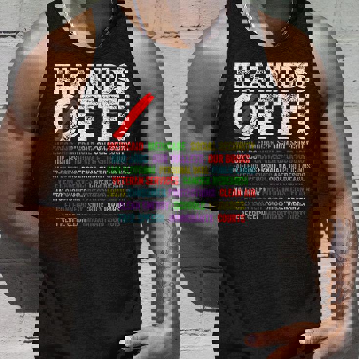 ハンズオフ抗議 社会保障とメディケア抗議 タンクトップ 彼への贈り物