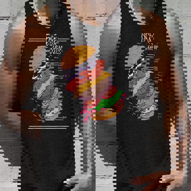 ハンバーガー 解剖図 面白いtシャツ ファストフード メンズ おもしろ グッズ 面白い 服 オリジナル ネタ 食べ物 タンクトップ 彼への贈り物