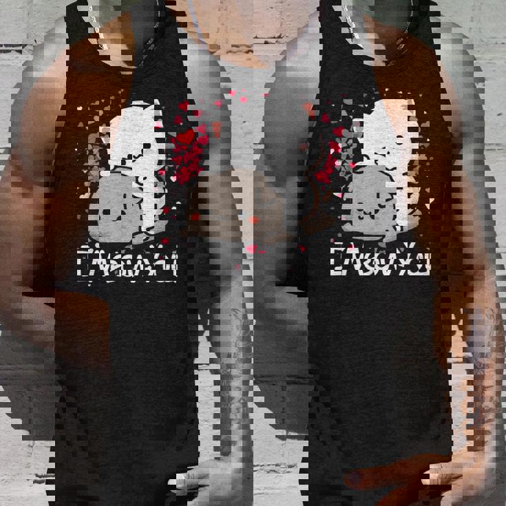 ハート バレンタイン ピーチゴマ 猫 カップル I Meow You タンクトップ 彼への贈り物