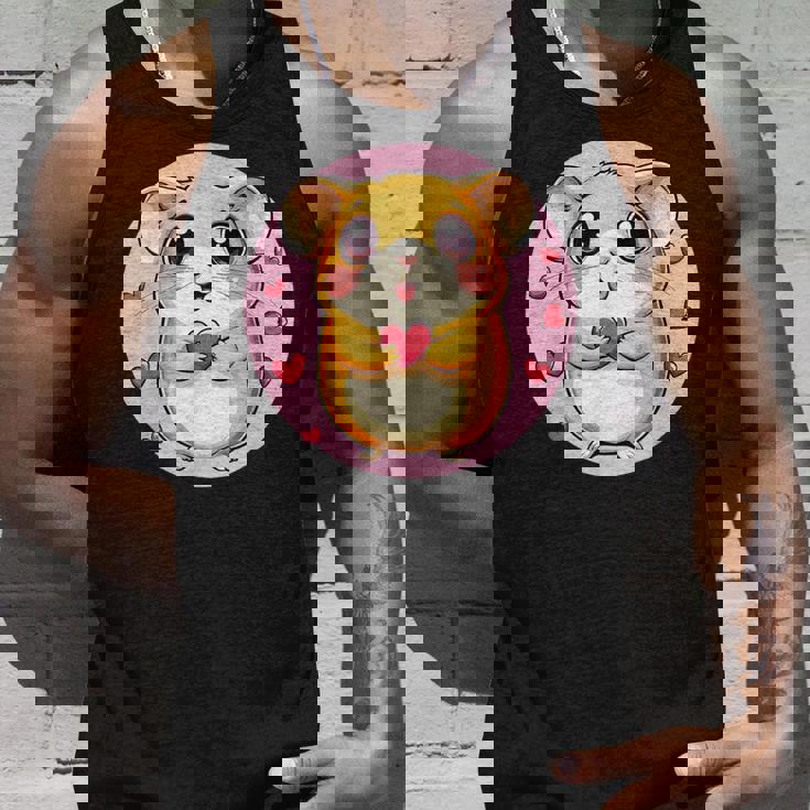 ハートに囲まれたハートを持つかわいいハムスター タンクトップ 彼への贈り物