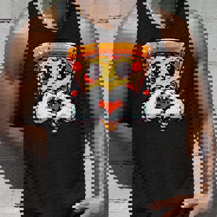 ハートの手でペパロニピザのスライス、かわいいピザ タンクトップ 彼への贈り物