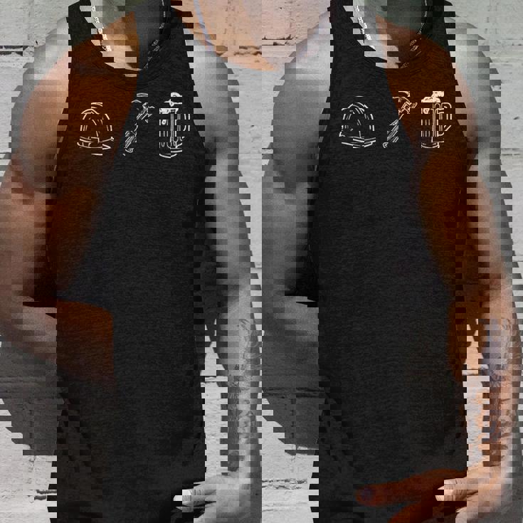 ハードハット ハンマー ビール スケッチ 建設作業員 タンクトップ 彼への贈り物