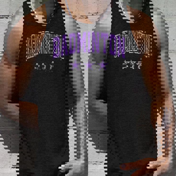バドミントン オールパープル スター クラシック レトロ 代表チームのテキスト タンクトップ 彼への贈り物