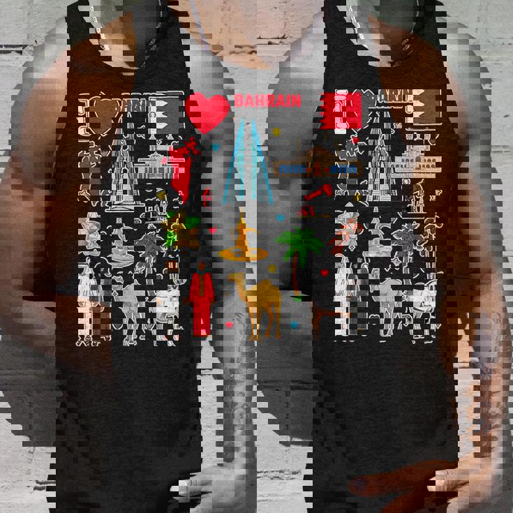 バーレーンの手描きシンボル、バーレーンの地図、文化的アイコン タンクトップ 彼への贈り物