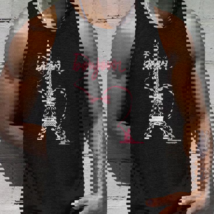 パリフランス エッフェル塔 ボンジュール 体操リボンとリボン タンクトップ 彼への贈り物