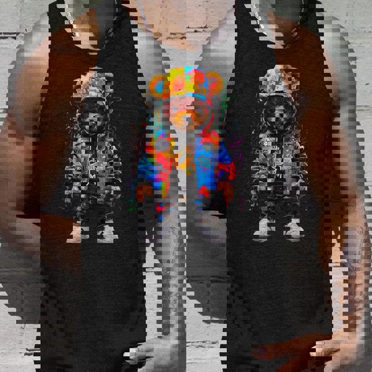 ヒップホップ テディベア カラフル テディベア グラフィック タンクトップ 彼への贈り物