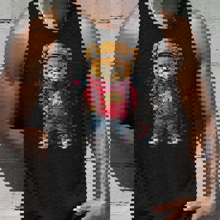 ヒップホップのテディベア、クールなアーバンノベルティグラフィック。 タンクトップ 彼への贈り物