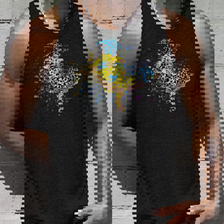 ヒョウモントカゲモドキ 水彩画 爬虫類飼育員 ヤモリ 扇子 タンクトップ 彼への贈り物