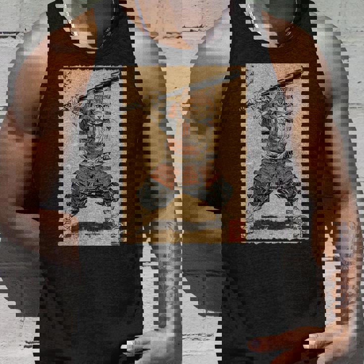 ビンテージアニメ 日本美術 野球選手の侍猫 長袖tシャツ タンクトップ 彼への贈り物