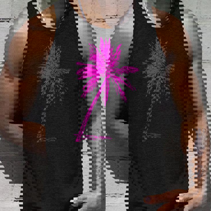 ピンクパームビーチウェア サーフィンレトロ パームツリー タンクトップ 彼への贈り物