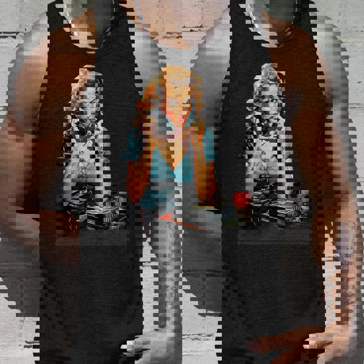 ピンナップガール ヴィンテージ電話 オールドスクール タンクトップ 彼への贈り物