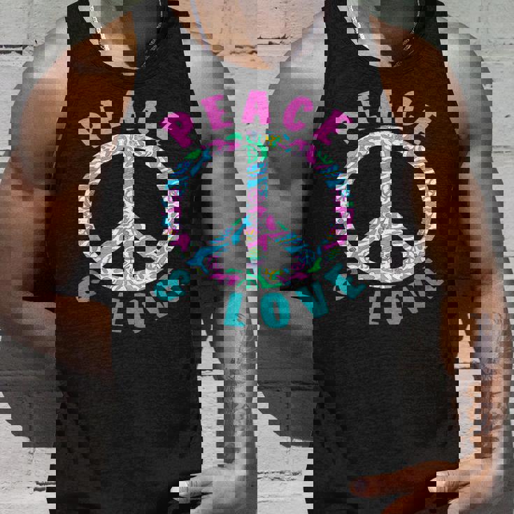 ピースアンドラブカラフルヒッピーシンボル タンクトップ 彼への贈り物