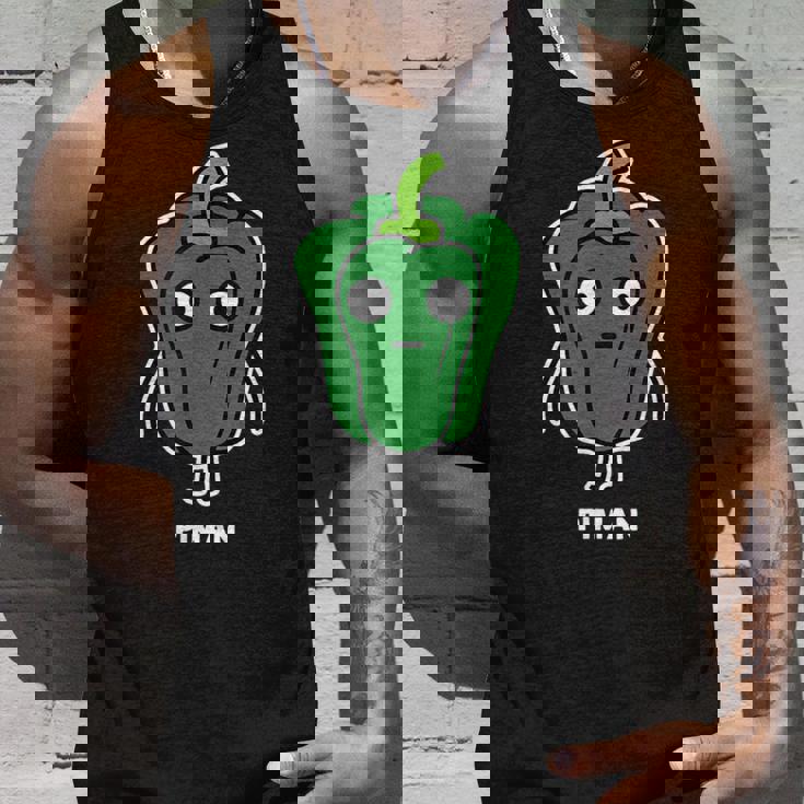 ピーマン 顔 イラスト かわいい おもしろ 面白い 簡単 シンプル ゆるい 野菜 タンクトップ 彼への贈り物