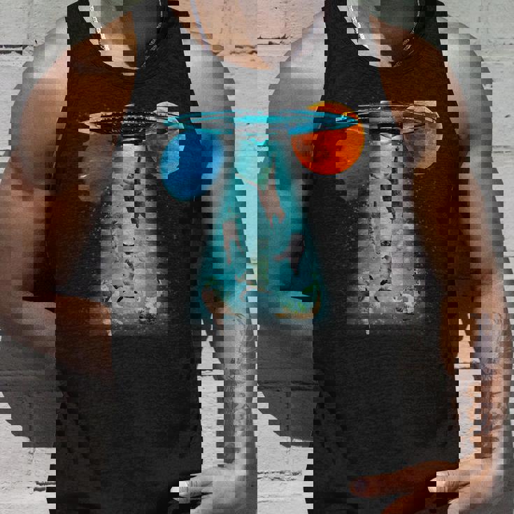 ファニースペースキャット Ufo 宇宙人 空飛ぶ猫 ギャラクシープラネット グラフィック タンクトップ 彼への贈り物