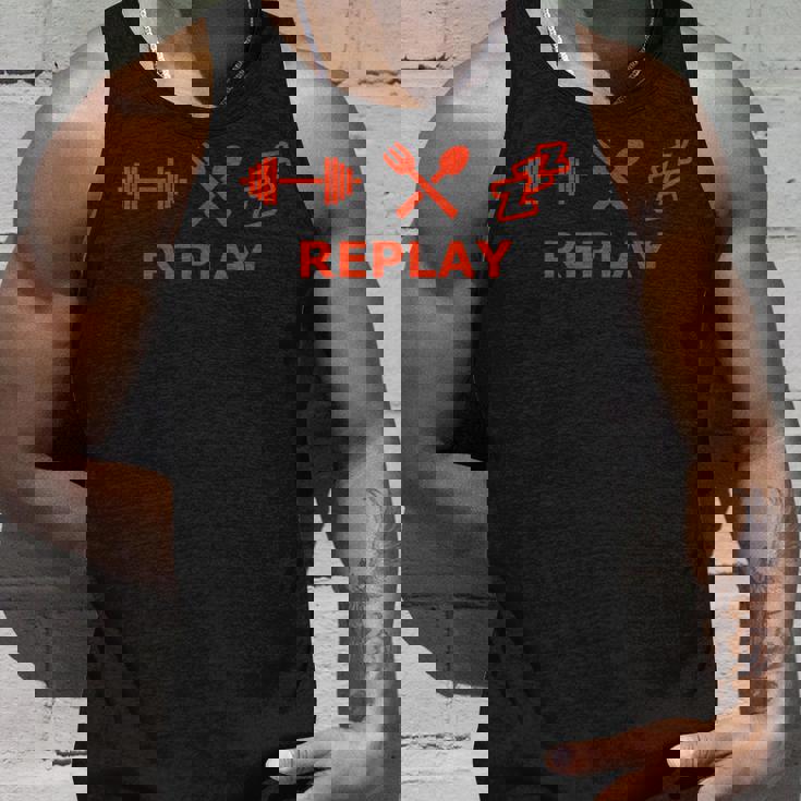 フィットネス、食事、睡眠 リプレイ タンクトップ 彼への贈り物