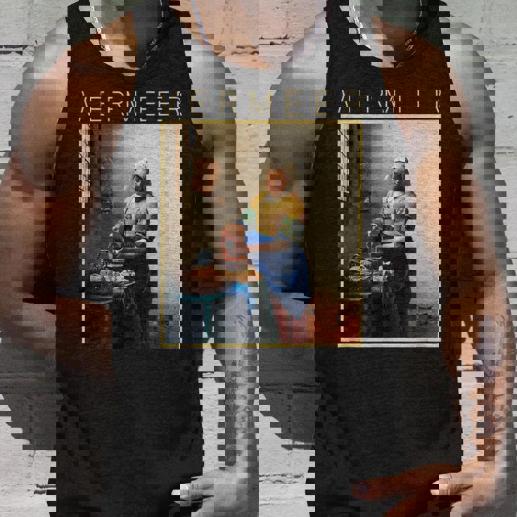 フェルメール 面白いtシャツ アート 牛乳を注ぐ女 絵画 メンズ レディース 面白い 服 美術 油彩画 タンクトップ 彼への贈り物