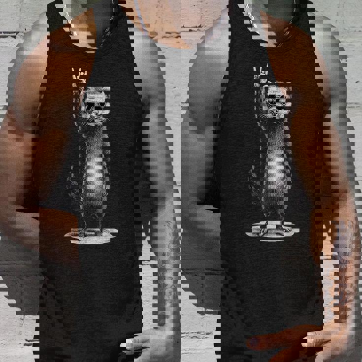 フェレット ロックミュージック レトロ ヴィンテージ ペット愛好家 タンクトップ 彼への贈り物