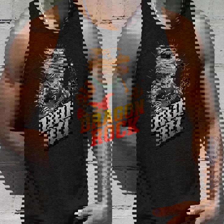 フトアゴヒゲトカゲの岩、フトアゴヒゲトカゲ、ロッカー、ギターマイク タンクトップ 彼への贈り物