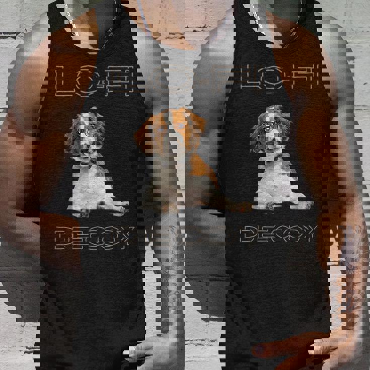 フルカラー インテリデコピン 眼鏡犬 Lo-Fi ヒップホップ 音楽愛好家 犬好き タンクトップ 彼への贈り物