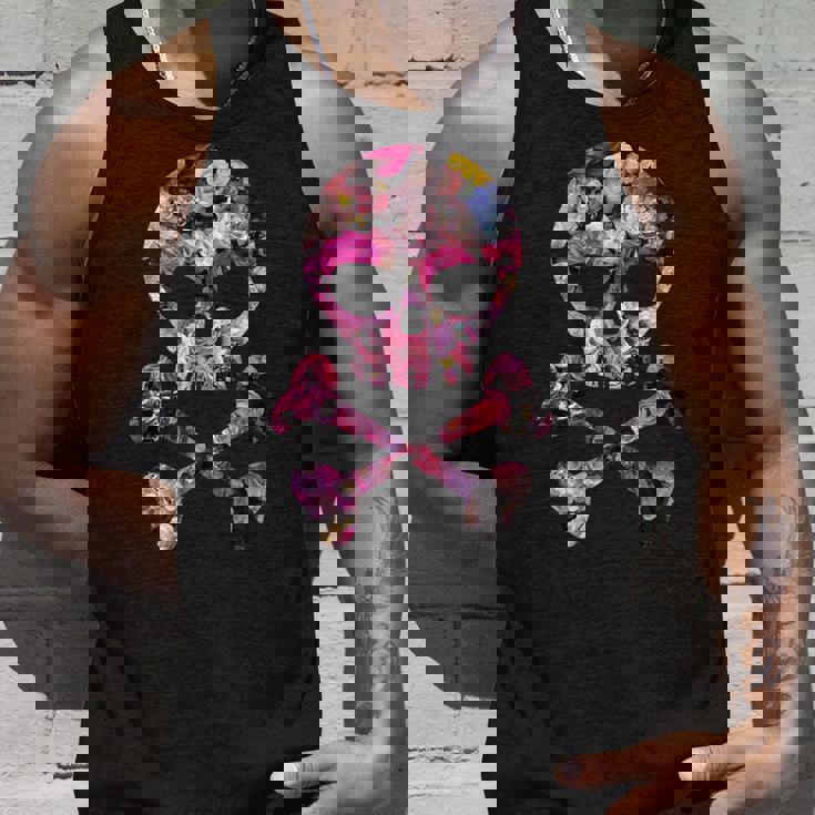 フローラルローズスカルフラワープリント タンクトップ 彼への贈り物