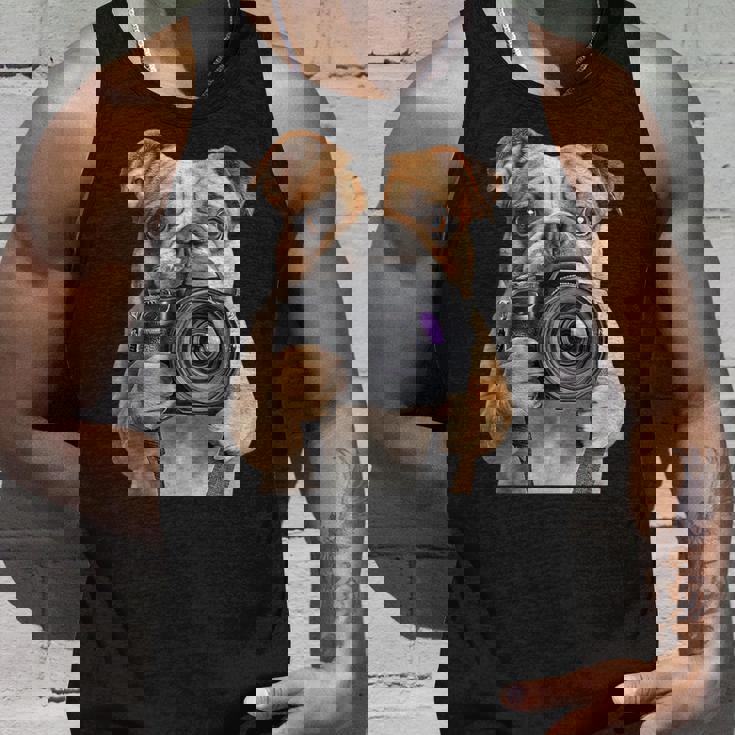 ブルドッグ 写真家 写真カメラ タンクトップ 彼への贈り物