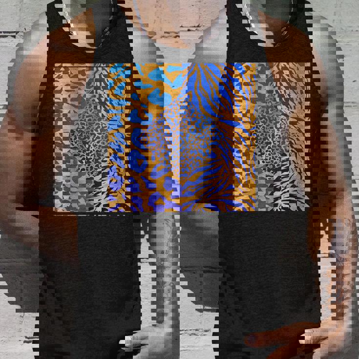 ブルースの直径のジャングルプリントゴールド。シマウマ、パンサー、チーター タンクトップ 彼への贈り物