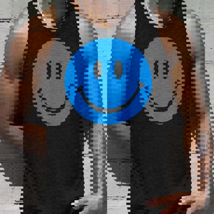 ブルースマイリーフェイス レトロブルーハッピーフェイス タンクトップ 彼への贈り物