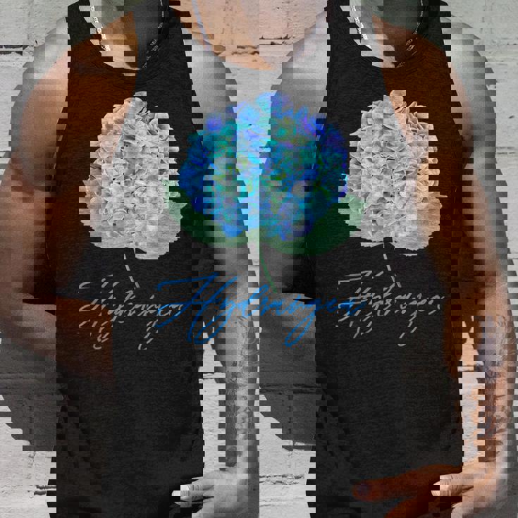 ブルーパープルアジサイフラワーレトロガーデナーアート タンクトップ 彼への贈り物