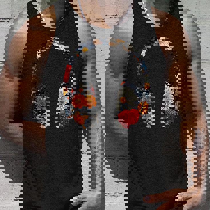 ヘッドフォンのシルエット 花柄 ボタニカル・フラワー タンクトップ 彼への贈り物