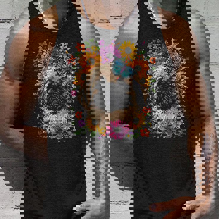 ペキニーズ犬 キュート 花柄 ひまわり コテージコア ママ お父さん タンクトップ 彼への贈り物