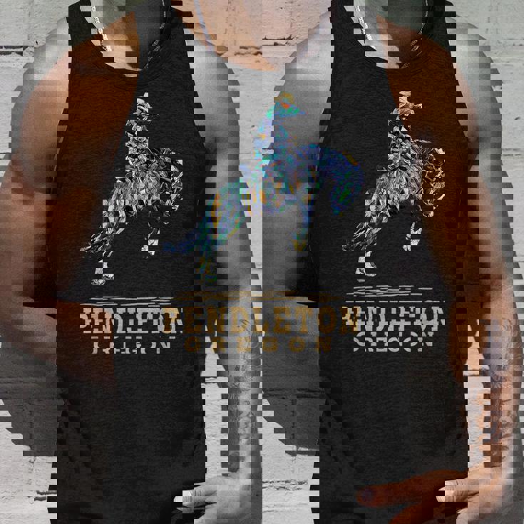 ペンドルトンオレゴン-ロデオ-カウボーイ-ホース タンクトップ 彼への贈り物