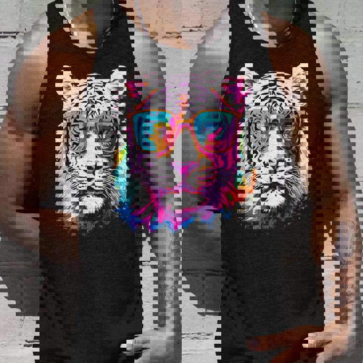 ホワイトタイガー サングラス カラフル アート 動物 虎 タンクトップ 彼への贈り物