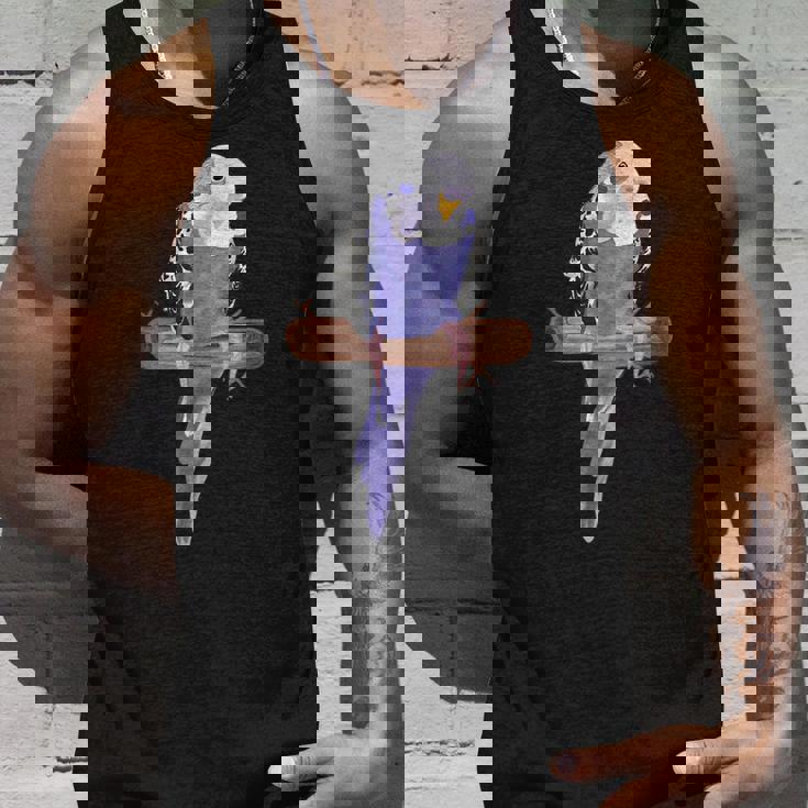 ホワイトパープルセキセイインコエキゾチックペットアニマルモチーフ鳥 タンクトップ 彼への贈り物