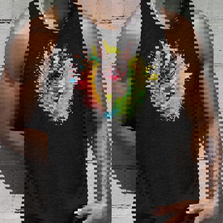 ボストンテリア 恋人 カラフル スプラッシュアート ボストンテリア タンクトップ 彼への贈り物