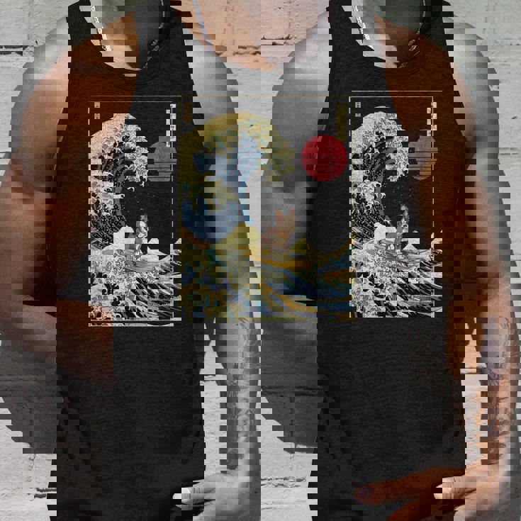 ボストンテリア 日本神奈川波 おもしろサーフドッグ タンクトップ 彼への贈り物