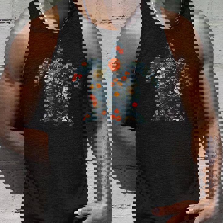 ボタニカルシルエットの花 海の花 ウミガメ タンクトップ 彼への贈り物