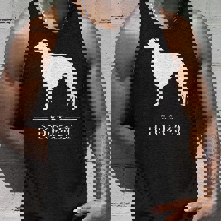 ボルゾイ犬の白いシルエット タンクトップ 彼への贈り物