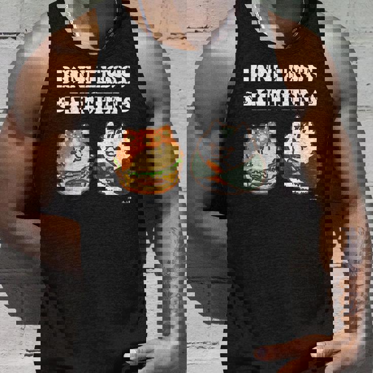 ボンレス犬とボンレス猫 ハンバーガーとおにぎり ダークカラー タンクトップ 彼への贈り物