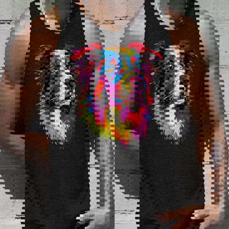 ボーダーコリー ポップアート レインボーカラー カラフル ボーダーコリー タンクトップ 彼への贈り物