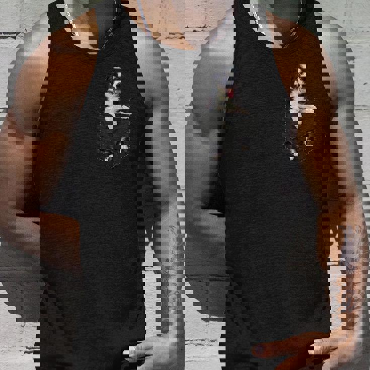 ポケットに入った面白いボーダーコリー ボーダーコリー愛好家に タンクトップ 彼への贈り物